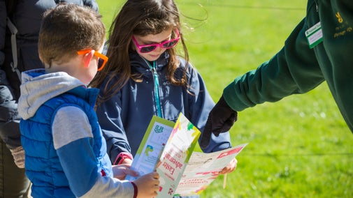 Children at an Easter trail at Dyrham Park, South Gloucestershire